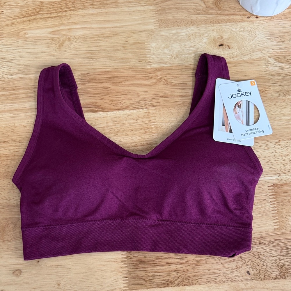 Jockey Women's Bra Seamfree Back Smoothing Bralette, Vintage Plum, S